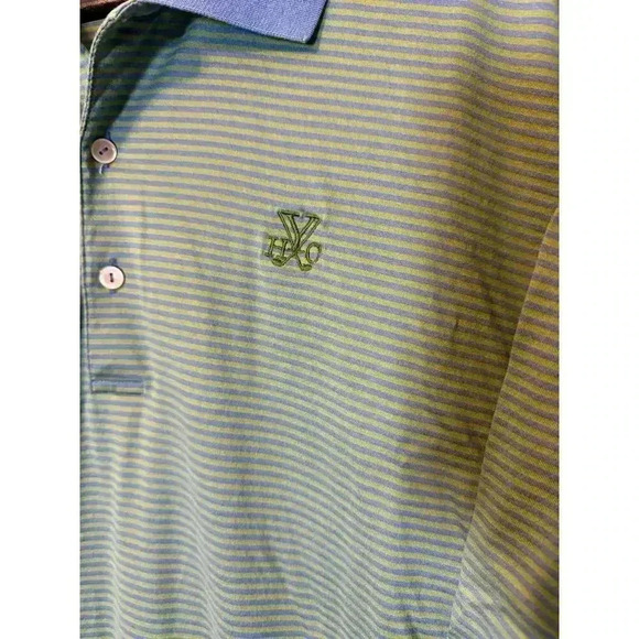 Peter Millar Cotton Green Striped Golf Polo - XXL - Picture 2 of 5